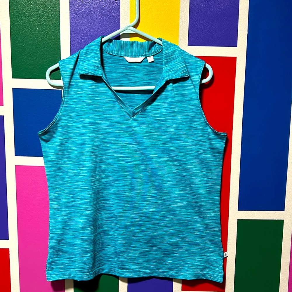 LADY HAGEN teal sleeveless golf polo size medium blue